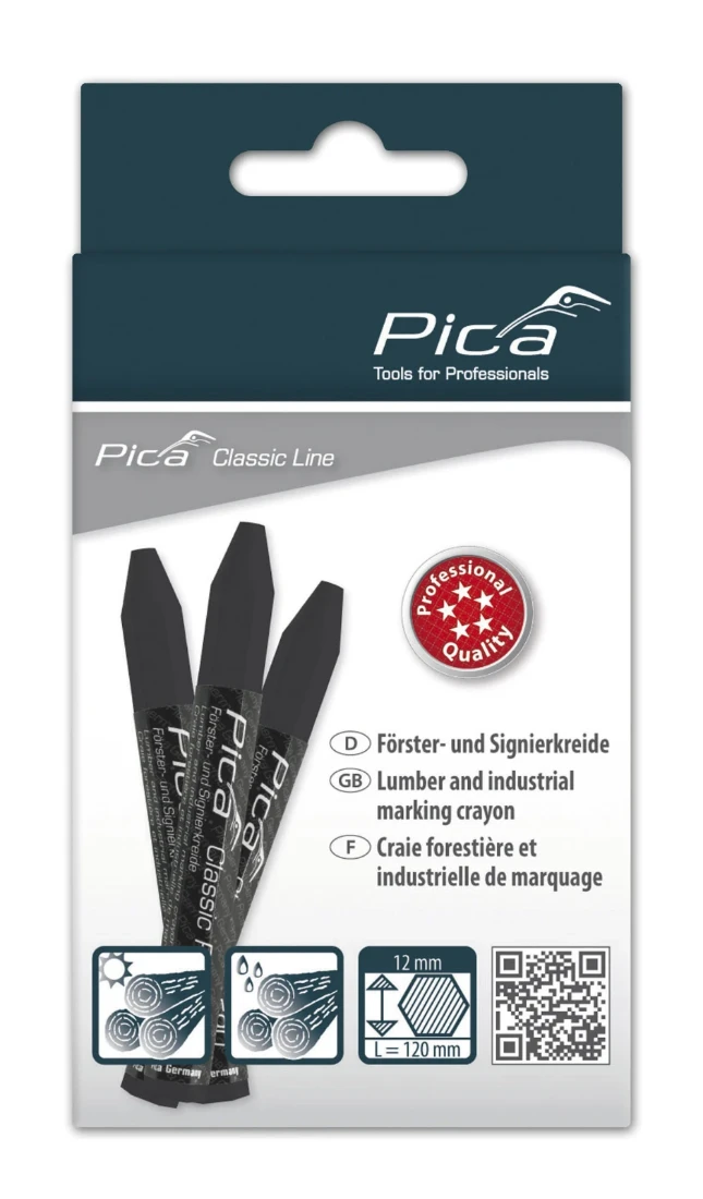 Pica Classic 590/46 Markeerkrijt PRO zwart - 12 krijtjes