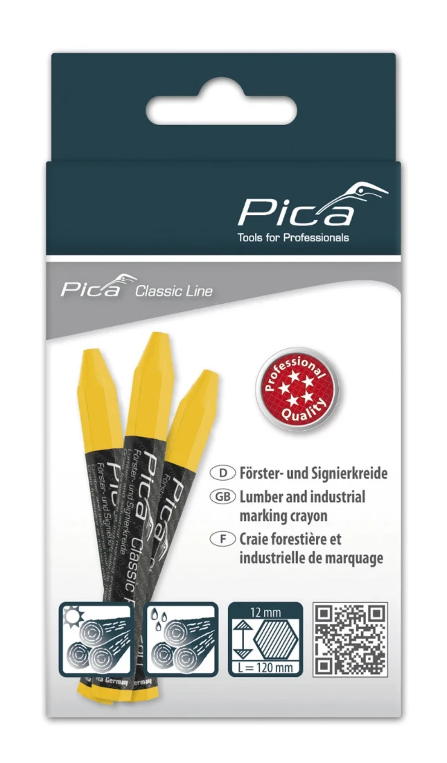 Pica Classic 590/44 Markeerkrijt PRO geel - 12 krijtjes