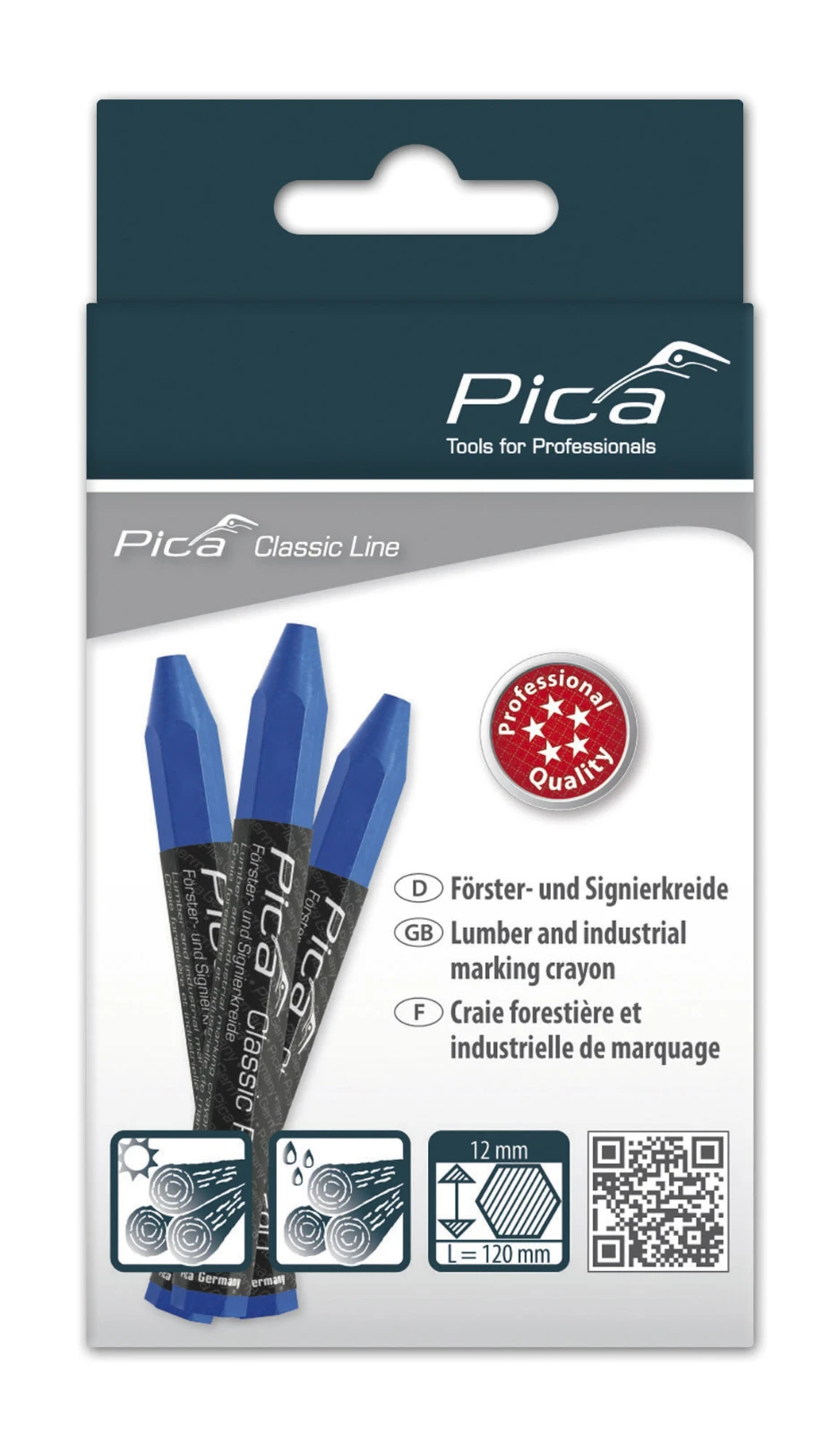 Pica Classic 590/41 Markeerkrijt PRO blauw - 12 krijtjes