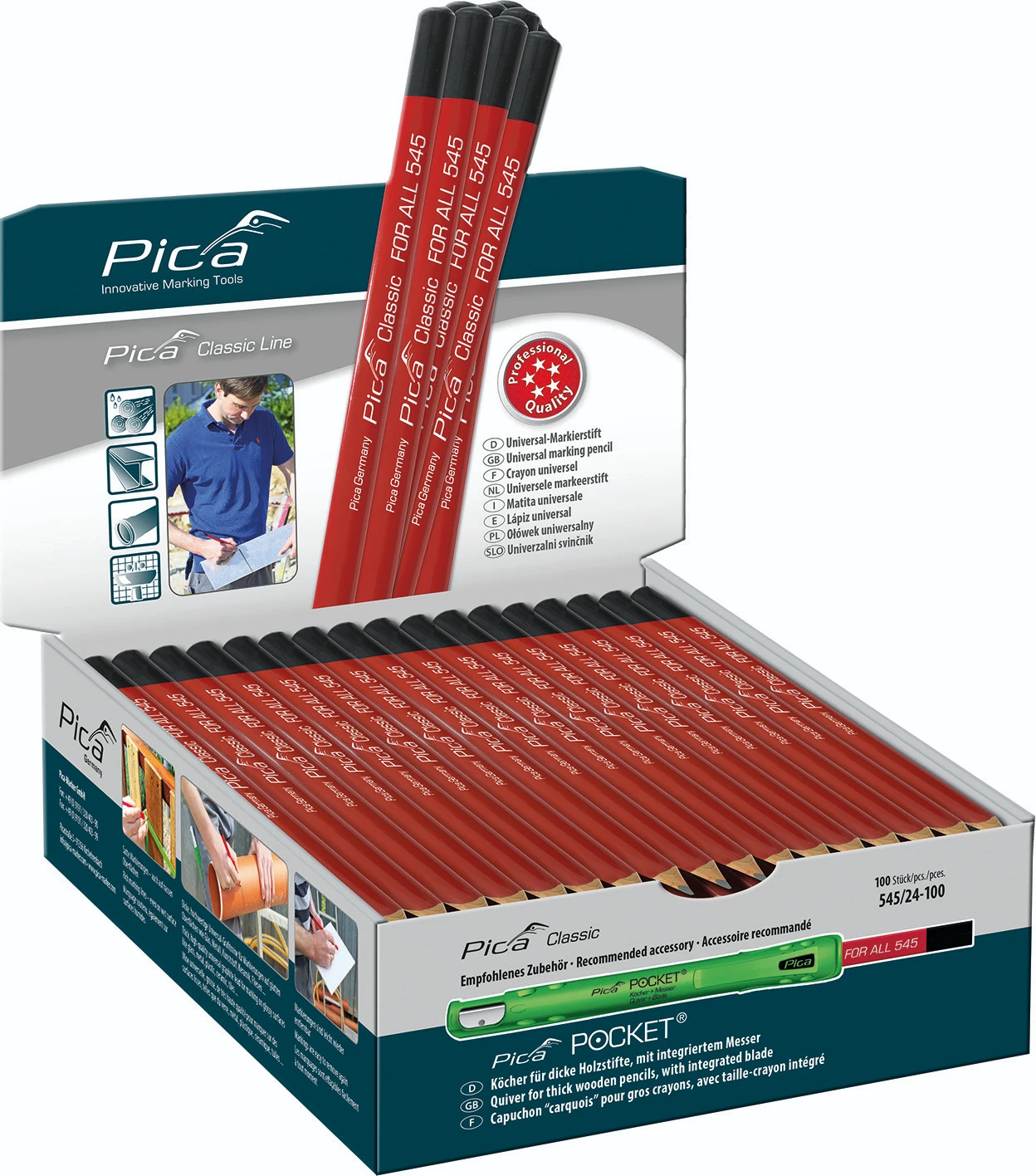 Pica Classic 545/24 Potlood Universeel grafiet 23 cm - 100 stuks (display)