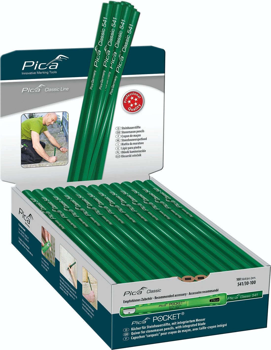 Pica Classic 541/30 Steenhouwerspotlood 10H 30 cm - 100 stuks (display)