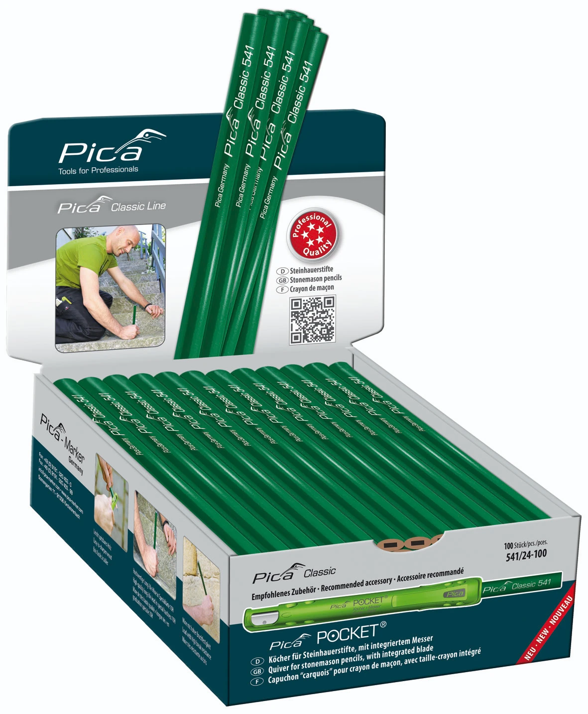 Pica Classic 541/24 Steenhouwerspotlood 10H 24 cm - 100 stuks (display)