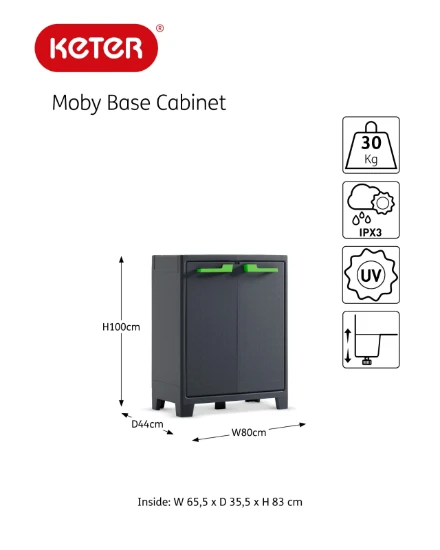 Keter Moby Opbergkast laag - tuinkast - 2 planken
