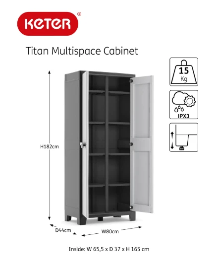 Keter Titan Opbergkast hoog - Multispace - tuinkast - 8 planken