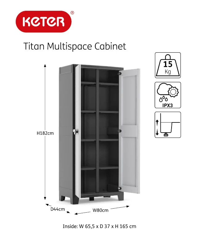 Keter Titan Opbergkast hoog - Multispace - tuinkast - 8 planken