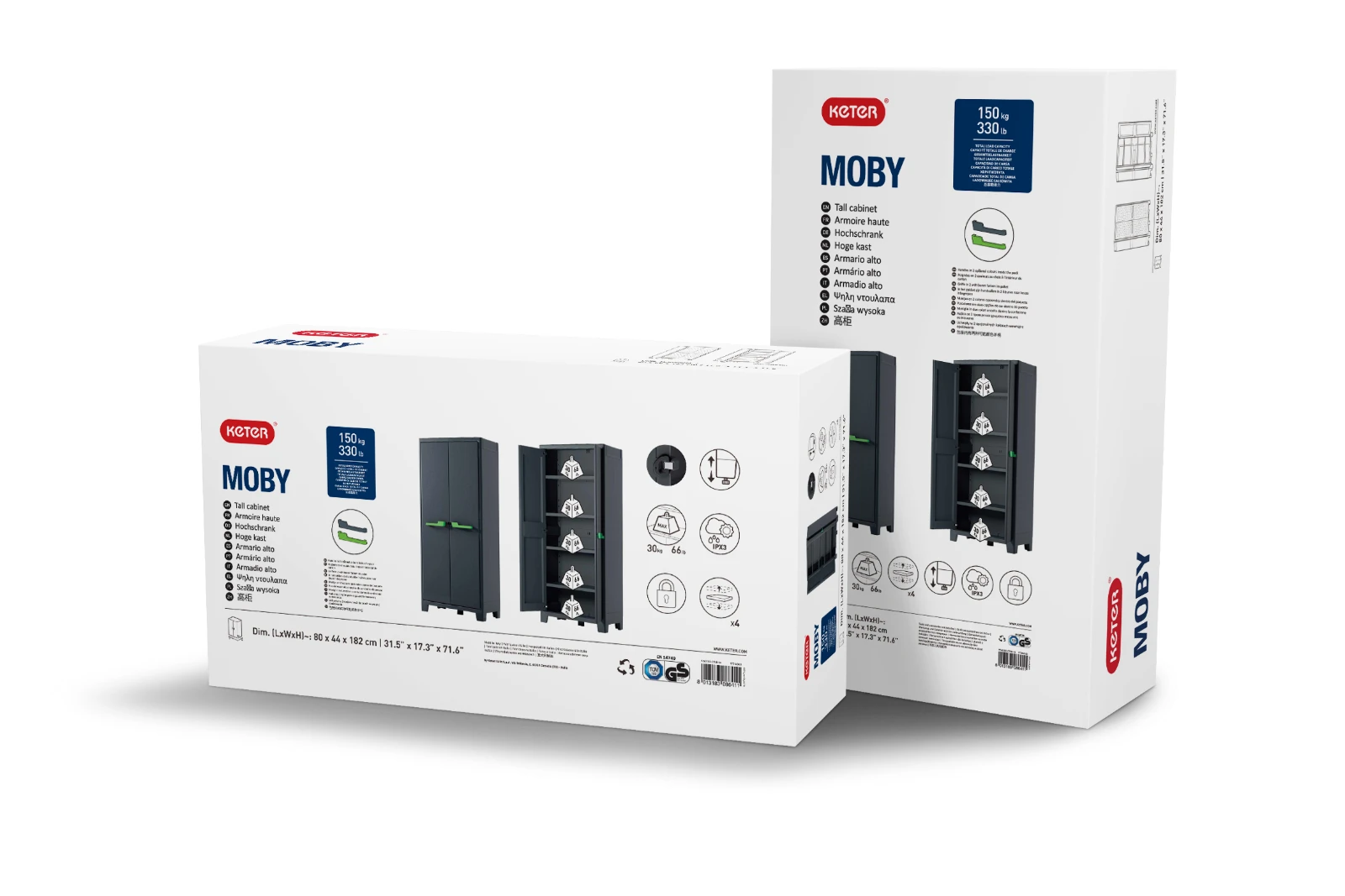 Keter Moby Opbergkast hoog - tuinkast - 4 planken