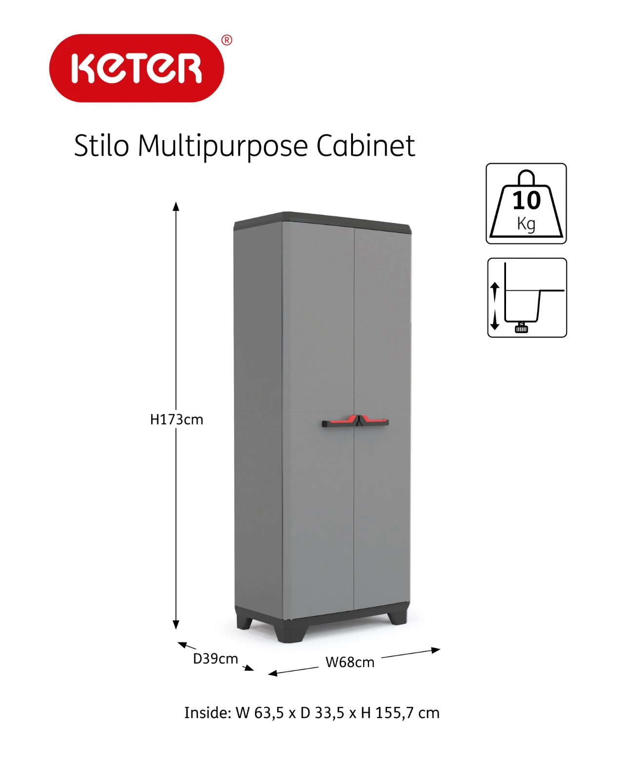 Keter Stilo Opbergkast hoog - Multipurpose - 3 planken