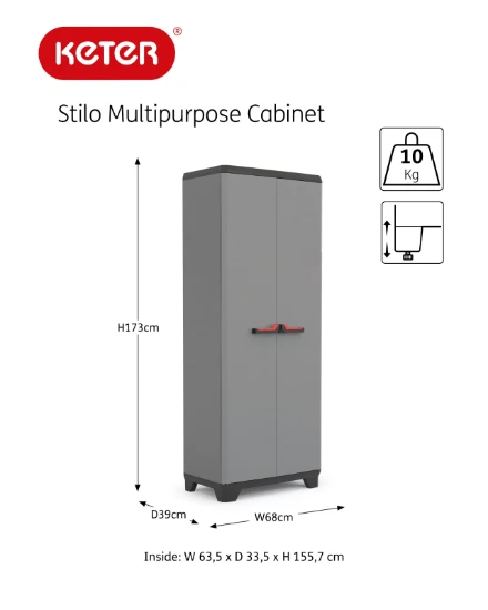 Keter Stilo Opbergkast hoog - Multipurpose - 3 planken
