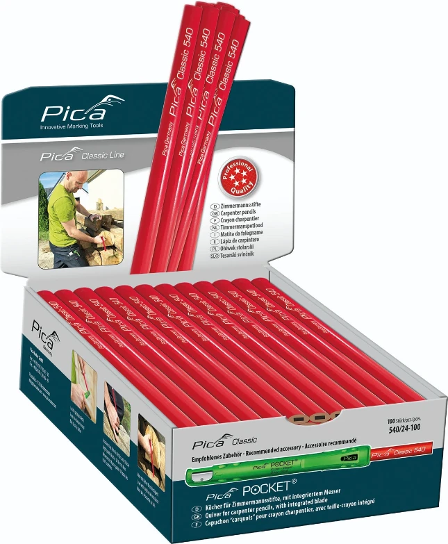 Pica Classic 540/24 Timmermanspotlood 2H 24 cm - 100 stuks (display)
