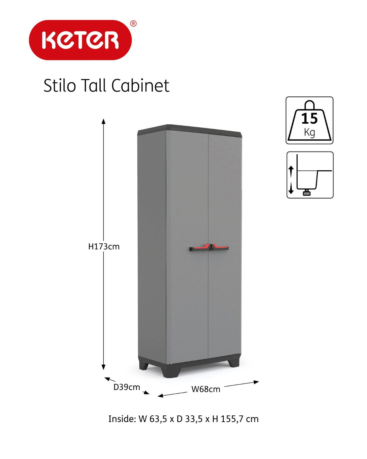 Keter Stilo Opbergkast hoog - 3 planken