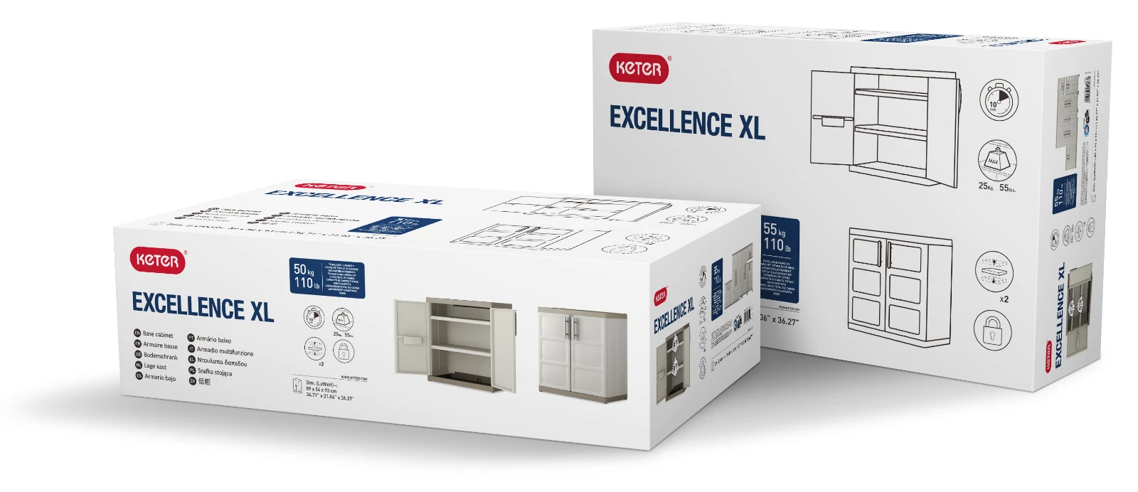 Keter Excellence XL Opbergkast laag - 2 planken