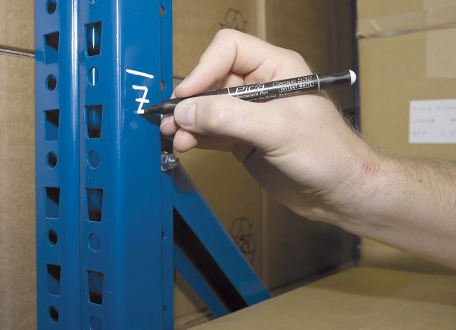 Pica Classic 532/52 Permanent Pen wit - ronde punt (10 stuks)