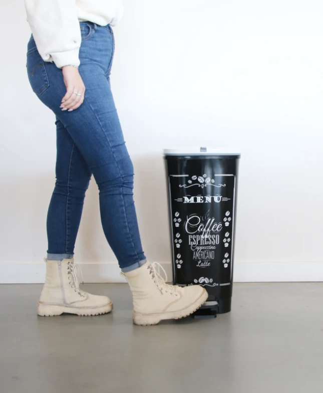 Kis Chic Bin Coffee Menu Pedaalemmer - 50L - zwart/wit