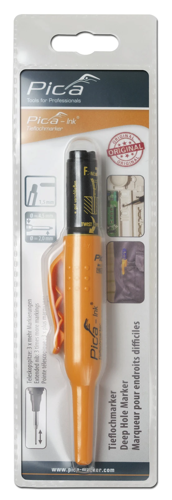 Pica Ink 150/46 Markeerstift voor diepe gaten zwart (blister)