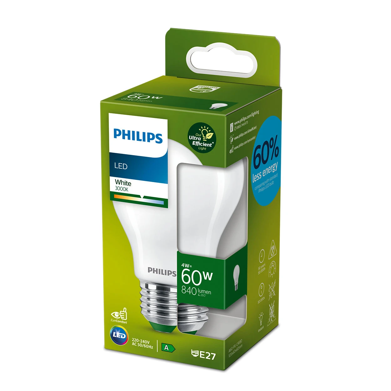 Philips LED Lamp Classic 60W A60 E27 3000K FR UE SRT4