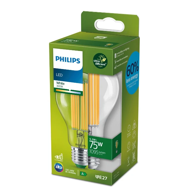 Philips LED Filament Classic 75W A70 E27 3000K CL UE SRT4