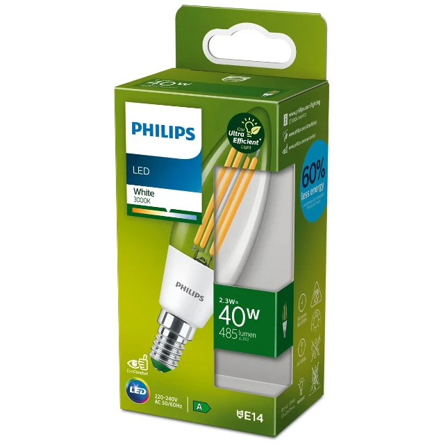 Philips LED Filament 40W B35 E14 3000K CL UE SRT4