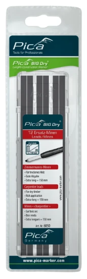Pica BIG Dry 6050 Navulling grafiet 2H voor Timmerman (blister)
