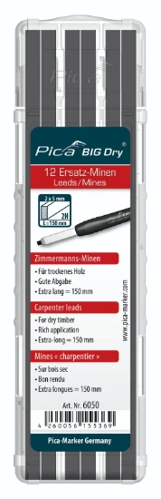 Pica BIG Dry 6050 Navulling grafiet 2H voor Timmerman