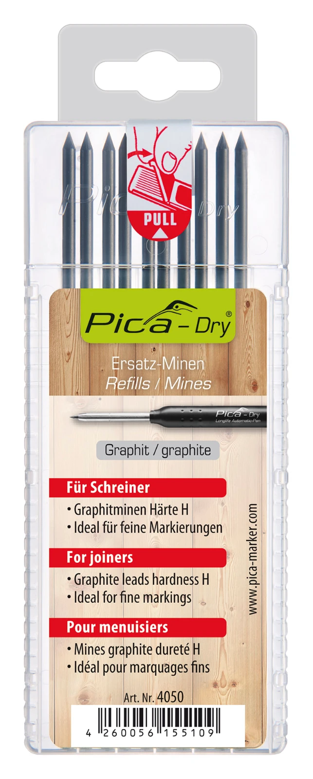 Pica Dry 4050 Navulling grafiet voor Timmerman - 10 staafjes (blister)