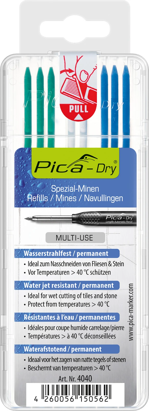 Pica Dry 4040 Navulling multikleur - 8 staafjes (blister)