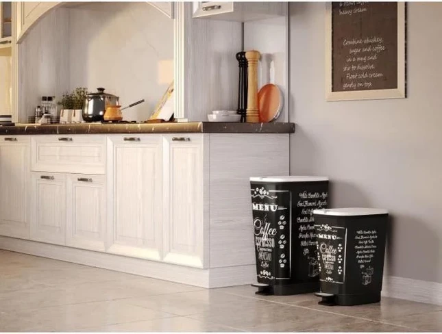 Kis Chic Bin Coffee Menu Pedaalemmer - 50L - zwart/wit