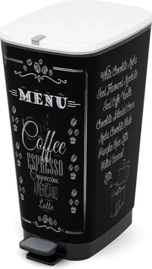 Kis Chic Bin Coffee Menu Pedaalemmer - 50L - zwart/wit