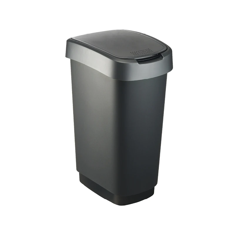 Rotho Twist Afvalbak - 50L - zwart/grijs