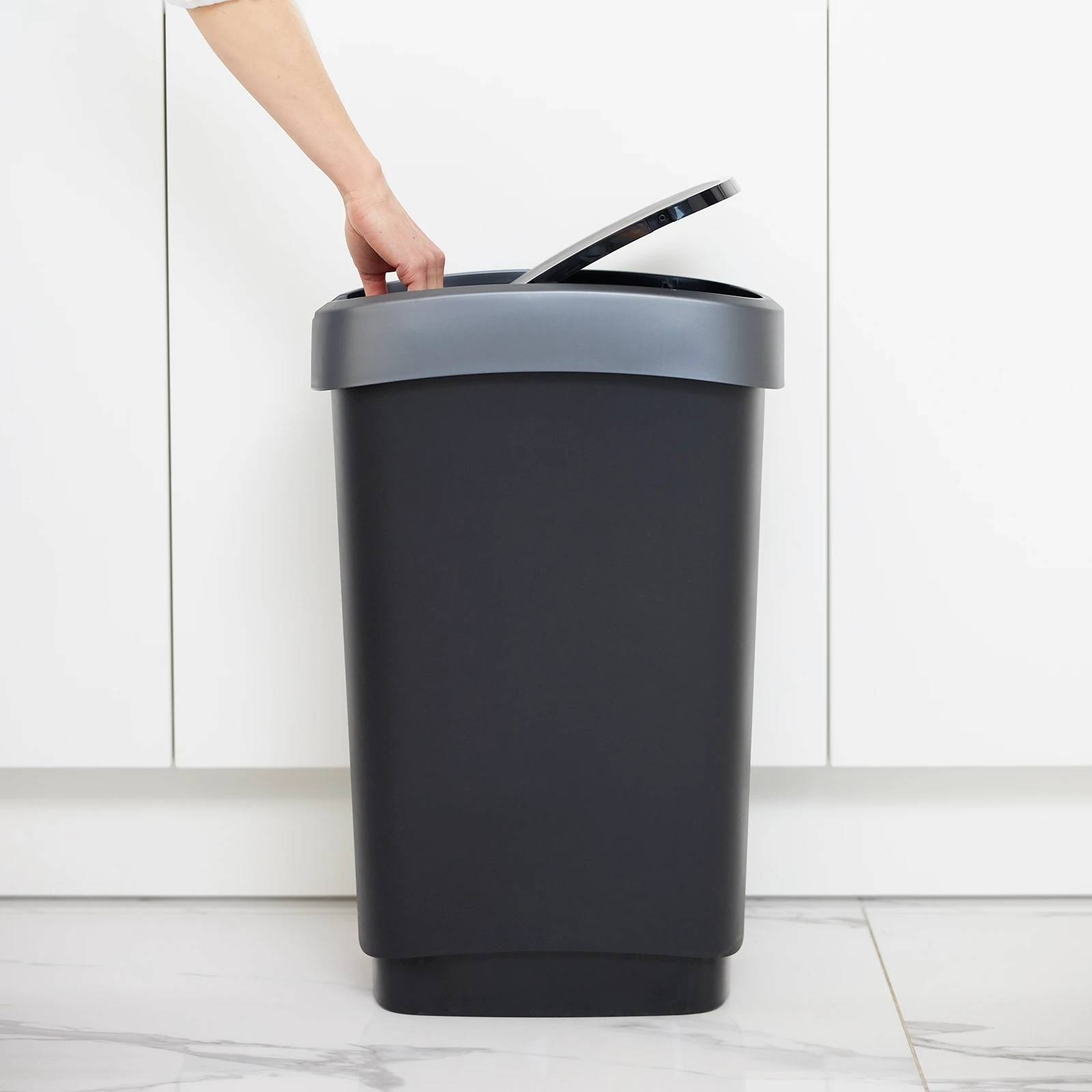 Rotho Twist Afvalbak - 50L - zwart/grijs