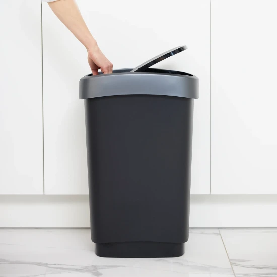 Rotho Twist Afvalbak - 50L - zwart/grijs