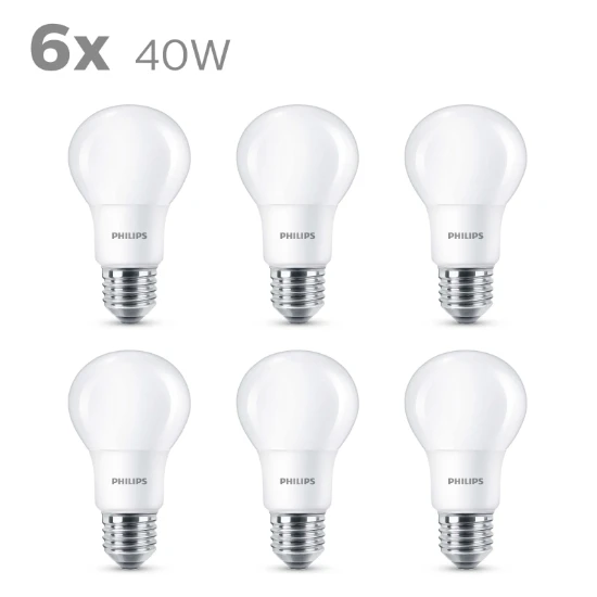Philips LED Lamp 40W E27 A60 WW 230V FR ND 6CT/4 (6 stuks)