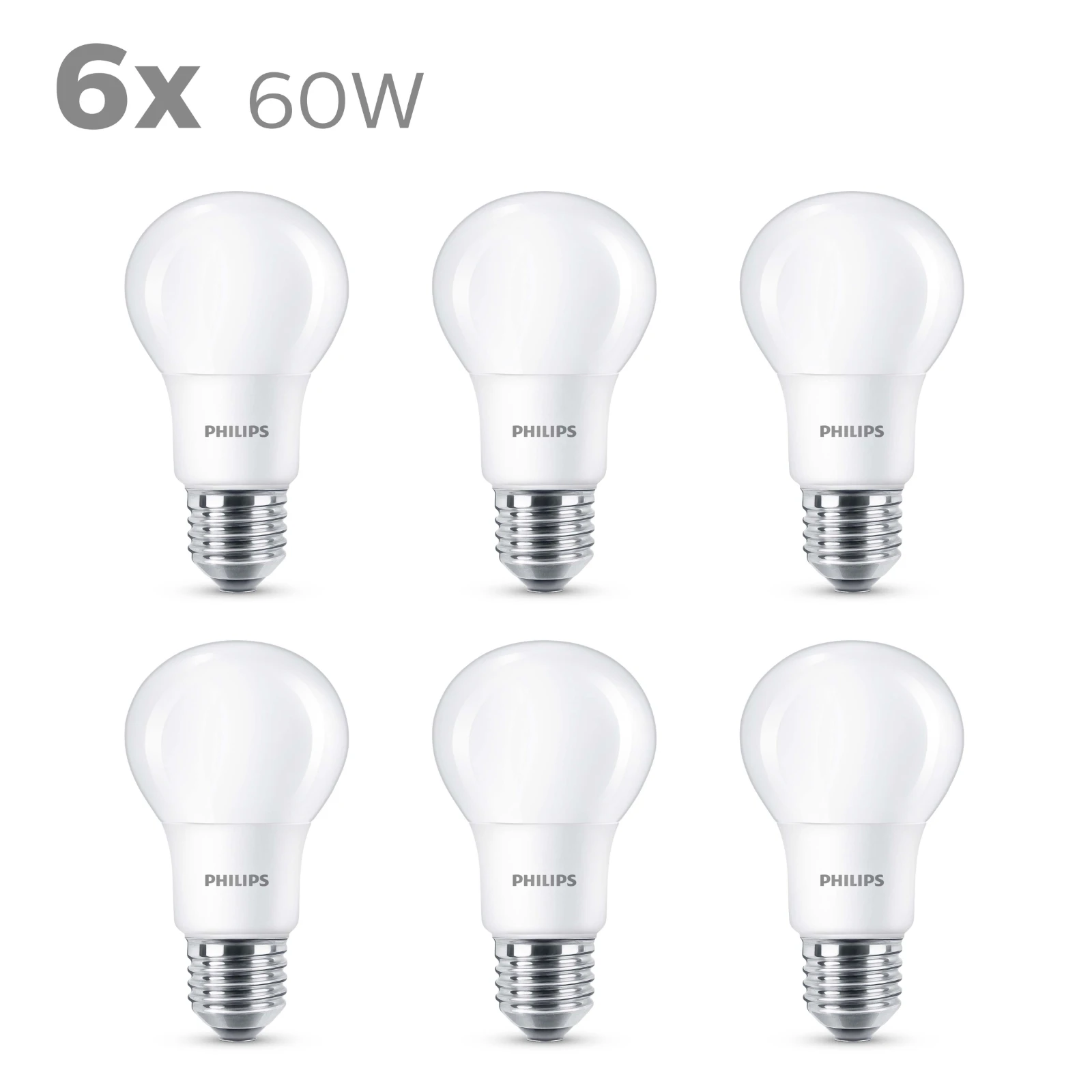 Philips LED Lamp 60W A60 E27 WW 230V FR ND 6CT/4 (6 stuks)