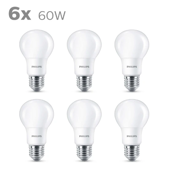 Philips LED Lamp 60W A60 E27 WW 230V FR ND 6CT/4 (6 stuks)