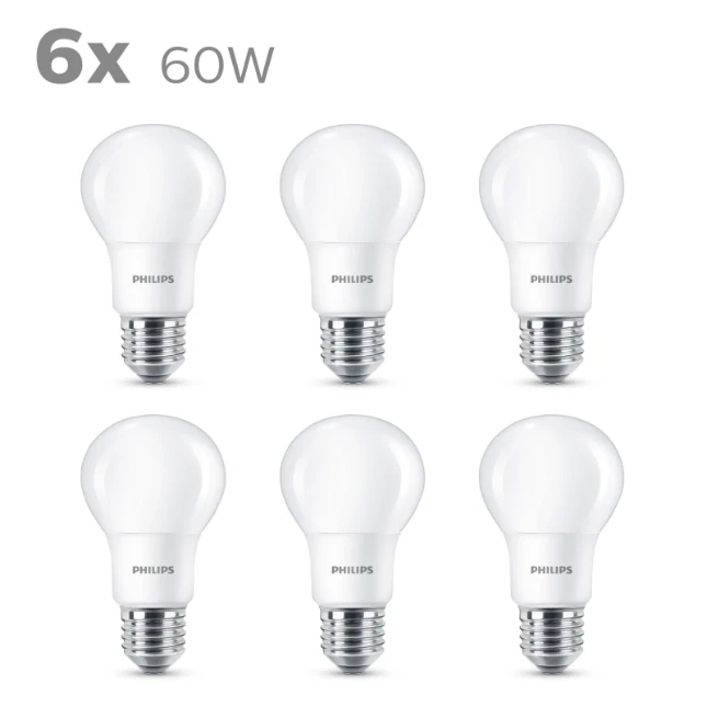 Philips LED Lamp 60W A60 E27 WW 230V FR ND 6CT/4 (6 stuks)