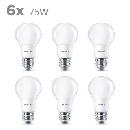 Philips LED Lamp Classic 75W A60 E27 WW 230V FR ND 6CT/4 (6 stuks)