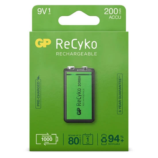 GP Oplaadbare 9V batterij 200mAh ReCyko (1 stuk)