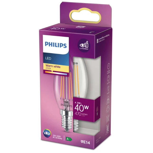 Philips LED Filament Classic 40W E14 B35 WW CL ND