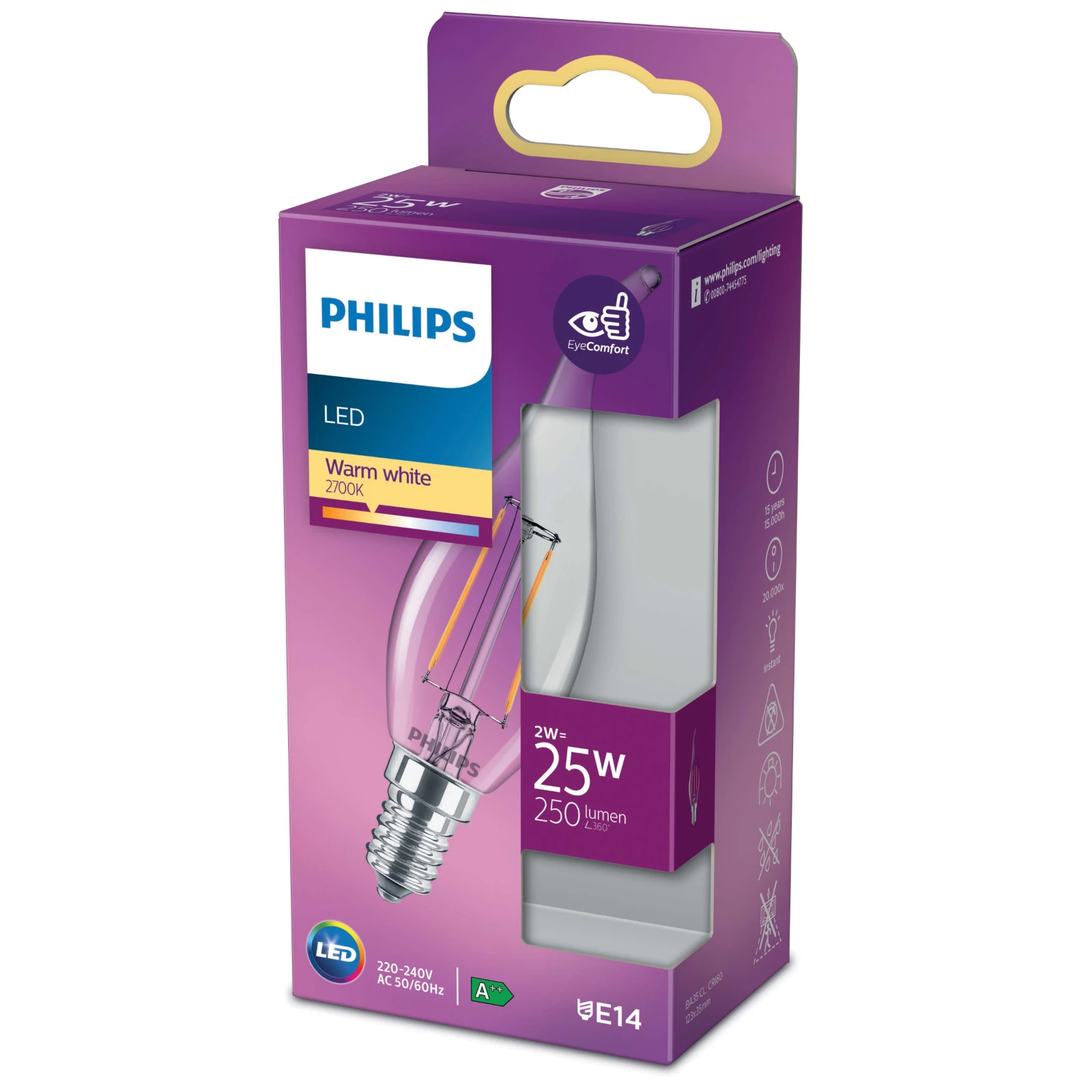 Philips LED Filament Classic 25W E14 BA35 WW CL ND