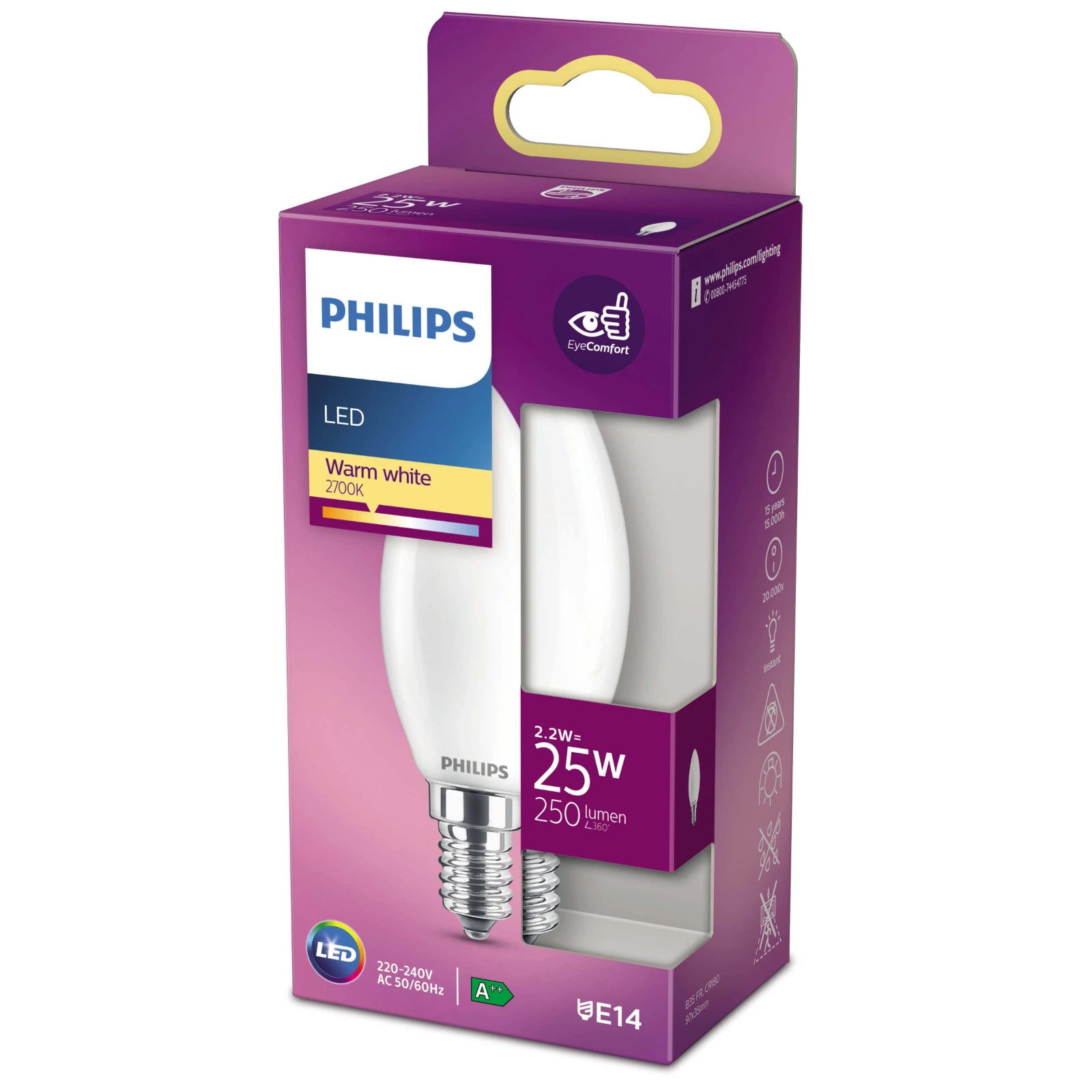 Philips LED Kaarslamp Classic 25W E14 B35 WW FR ND