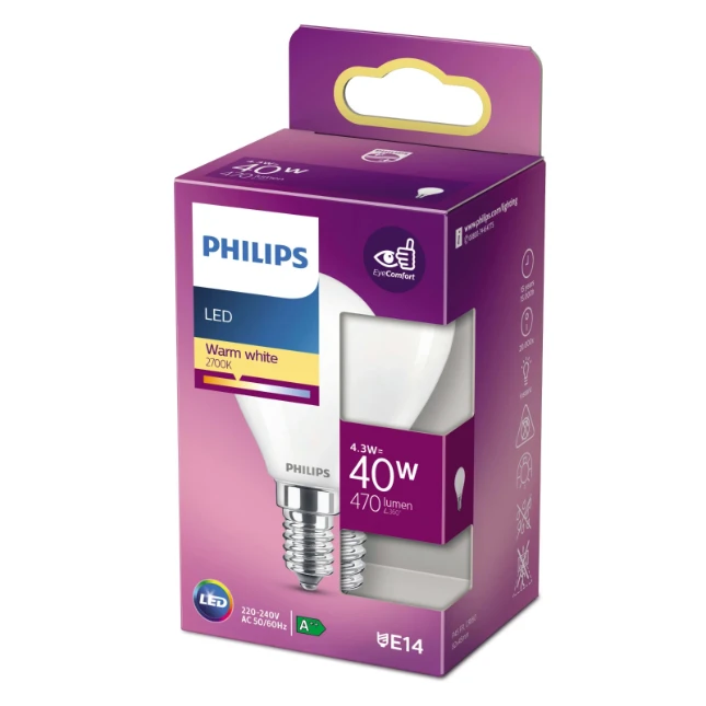 Philips LED Lamp Classic 40W E14 P45 WW FR ND