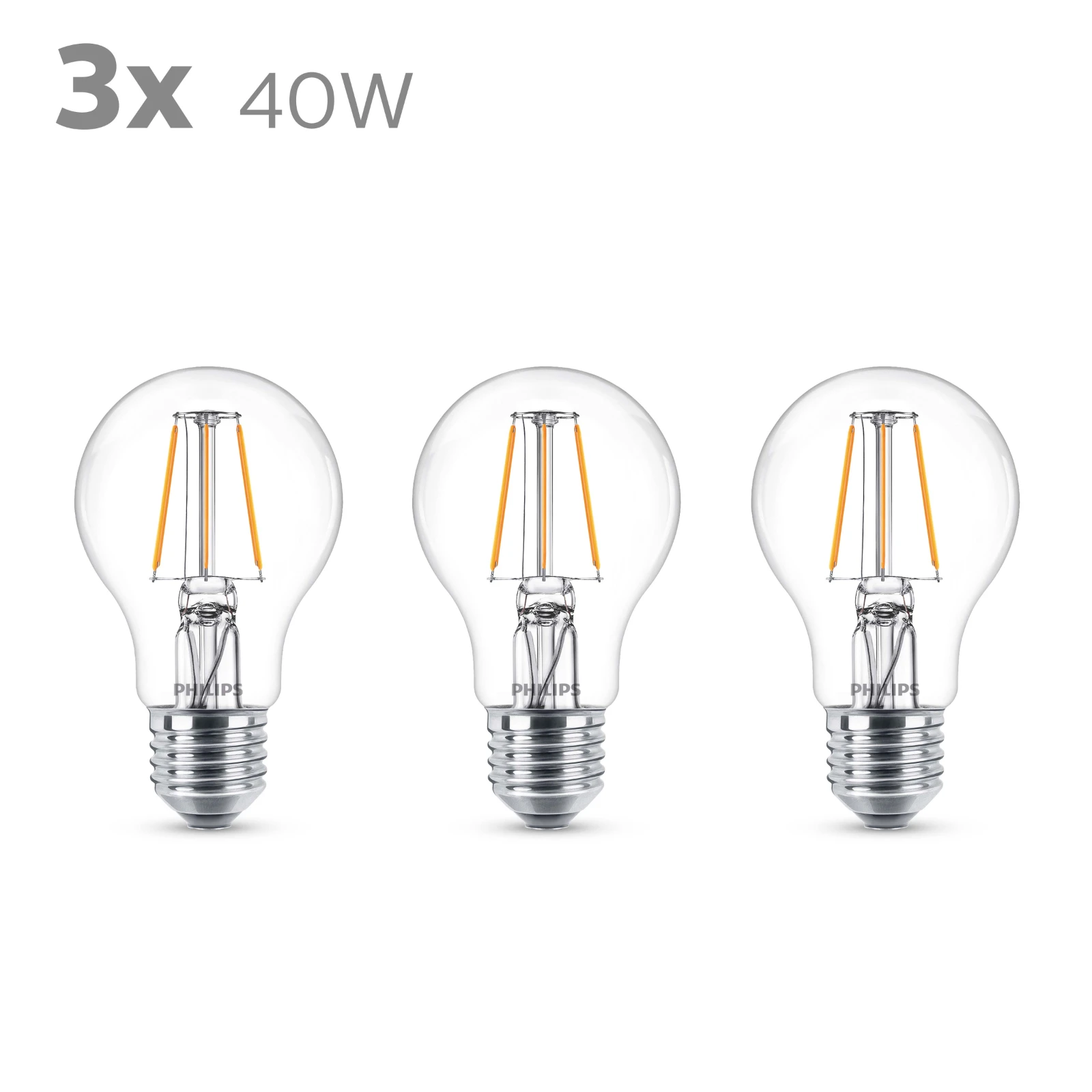 Philips LED Filament Classic 40W E27 A60 WW CL ND (3 stuks)