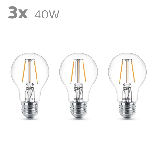 Philips LED Filament Classic 40W E27 A60 WW CL ND (3 stuks)