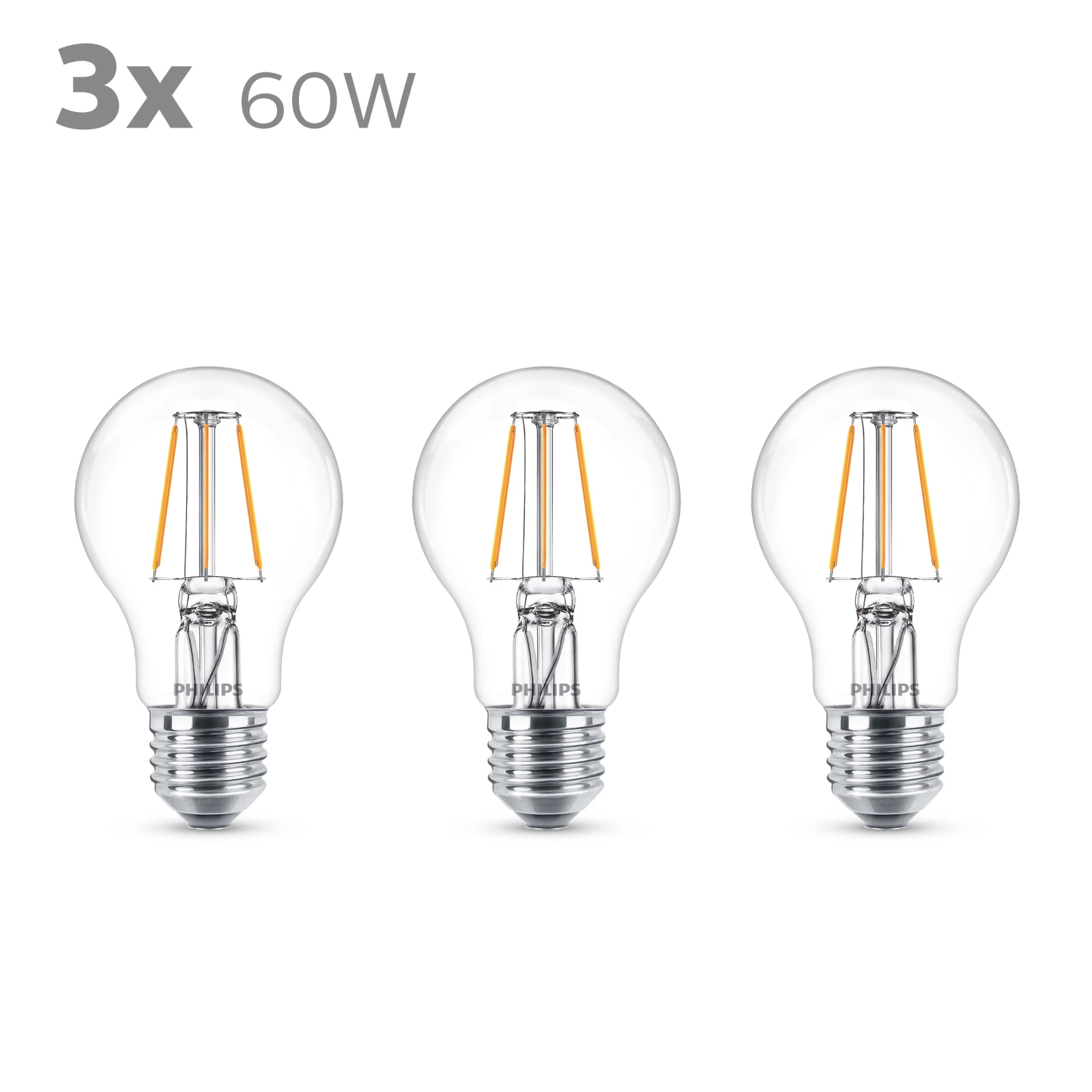 Philips LED Filament Classic 60W E27 A60 WW CL ND (3 stuks)