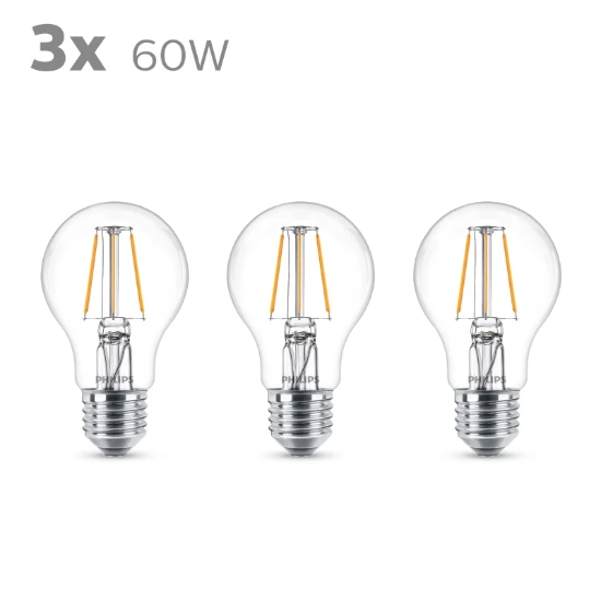 Philips LED Filament Classic 60W E27 A60 WW CL ND (3 stuks)