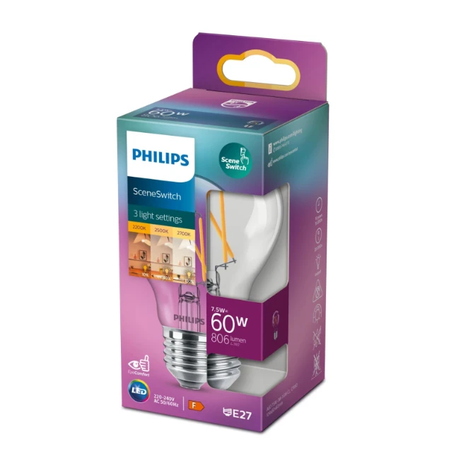 Philips LED Filament Classic 60W E27 SSW A60 WW CL ND RF