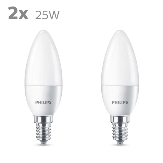 Philips LED Kaarslamp Classic 25W B35 E14 WW FR ND (2 stuks)