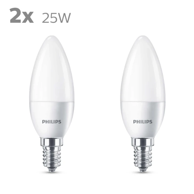 Philips LED Kaarslamp Classic 25W B35 E14 WW FR ND (2 stuks)