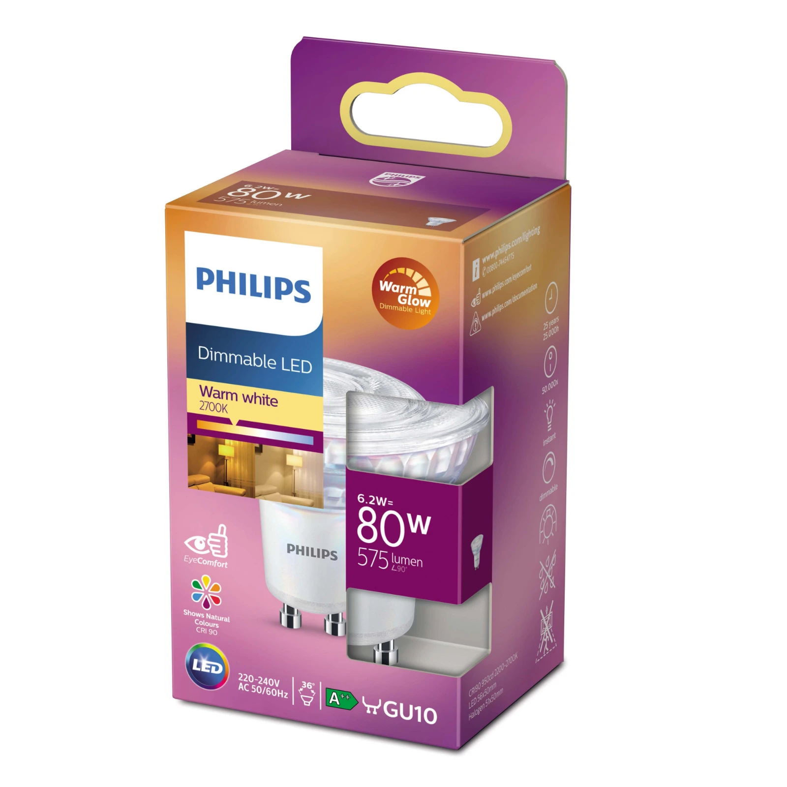 Philips LED Spot Classic 80W GU10 CRI90 WW 36D WGD