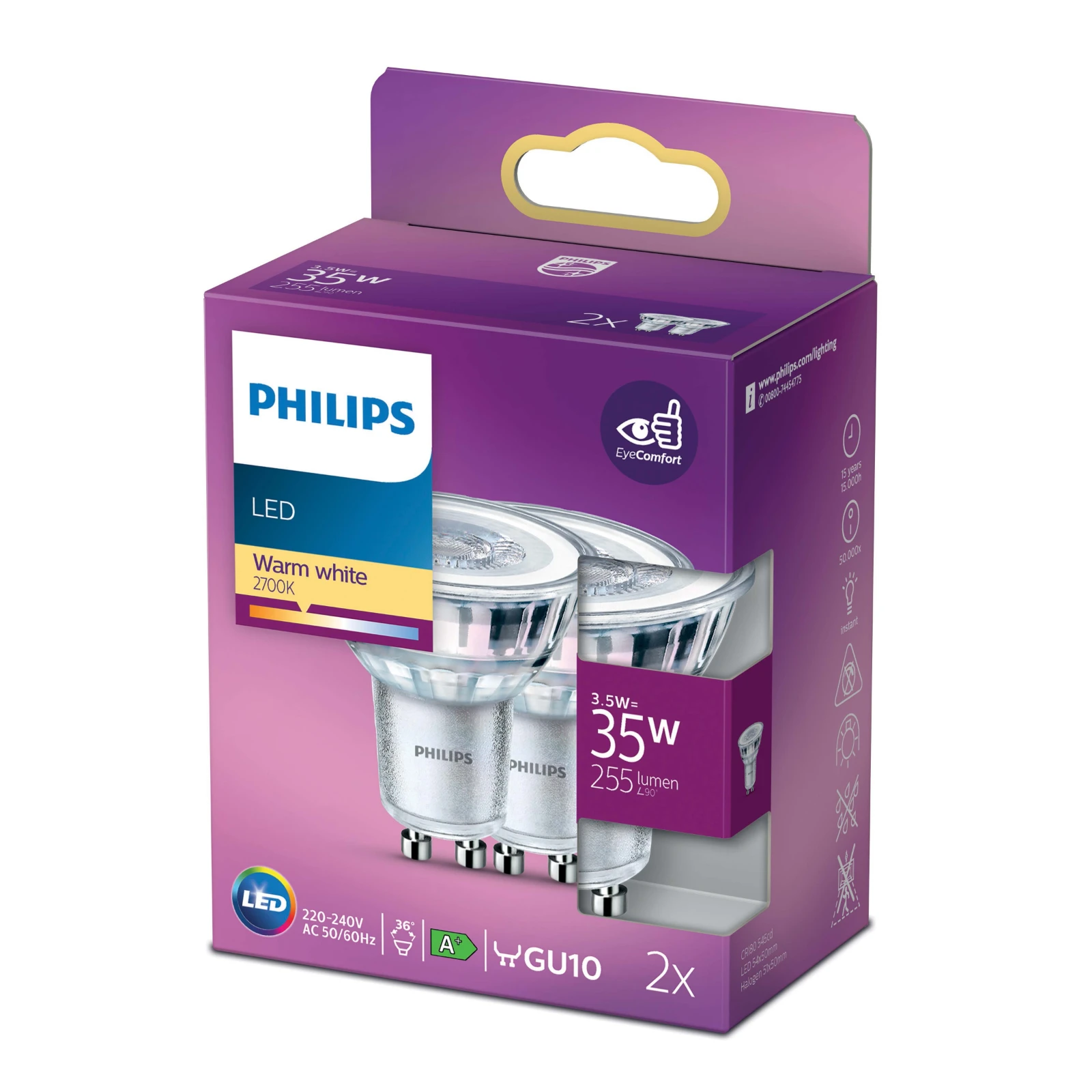 Philips LED Spot Classic 35W GU10 WW 230V 36D ND (2 stuks)