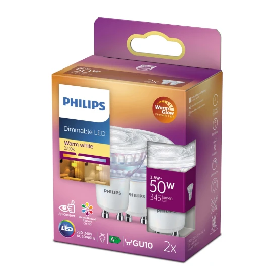 Philips LED Spot Classic 50W GU10 C90 WW 36D WGD (2 stuks)